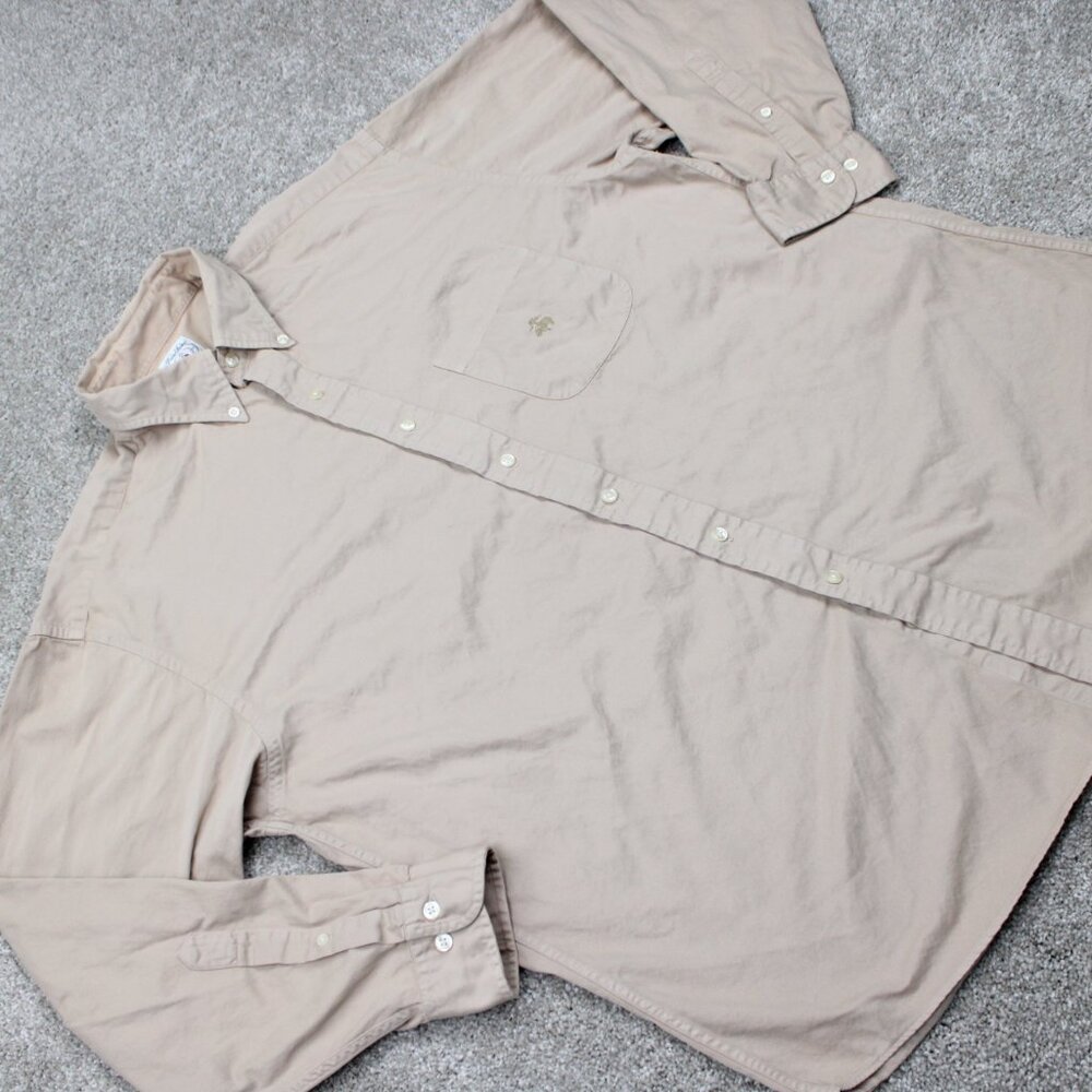 Brooks Brothers Sport Shirt Mens Large Beige Cotton Long Sleeve Button Down - Picture 7 of 12